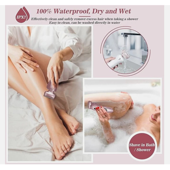 Akunbem Electric Razor Women Legs Bikini Trimmer Shaver Pink Brand New - Picture 3 of 4